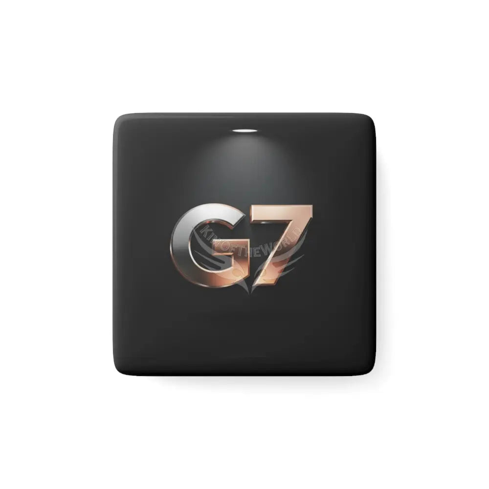 ’G7’’ Metallic Logo Porcelain Magnet — Square Refrigerator Magnet White / 2’’ x 2’’ / Square Home Decor