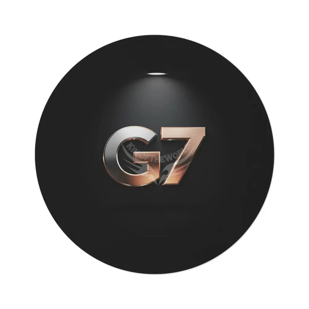 G7 Metallic Logo Round Rug – Minimalist Black Accent Mat 60’’ × 60’’ Home Decor