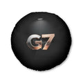 G7 Metallic Logo Round Tufted Floor Pillow — Modern Black Accent Cushion 30’’ × 30’’ Home Decor