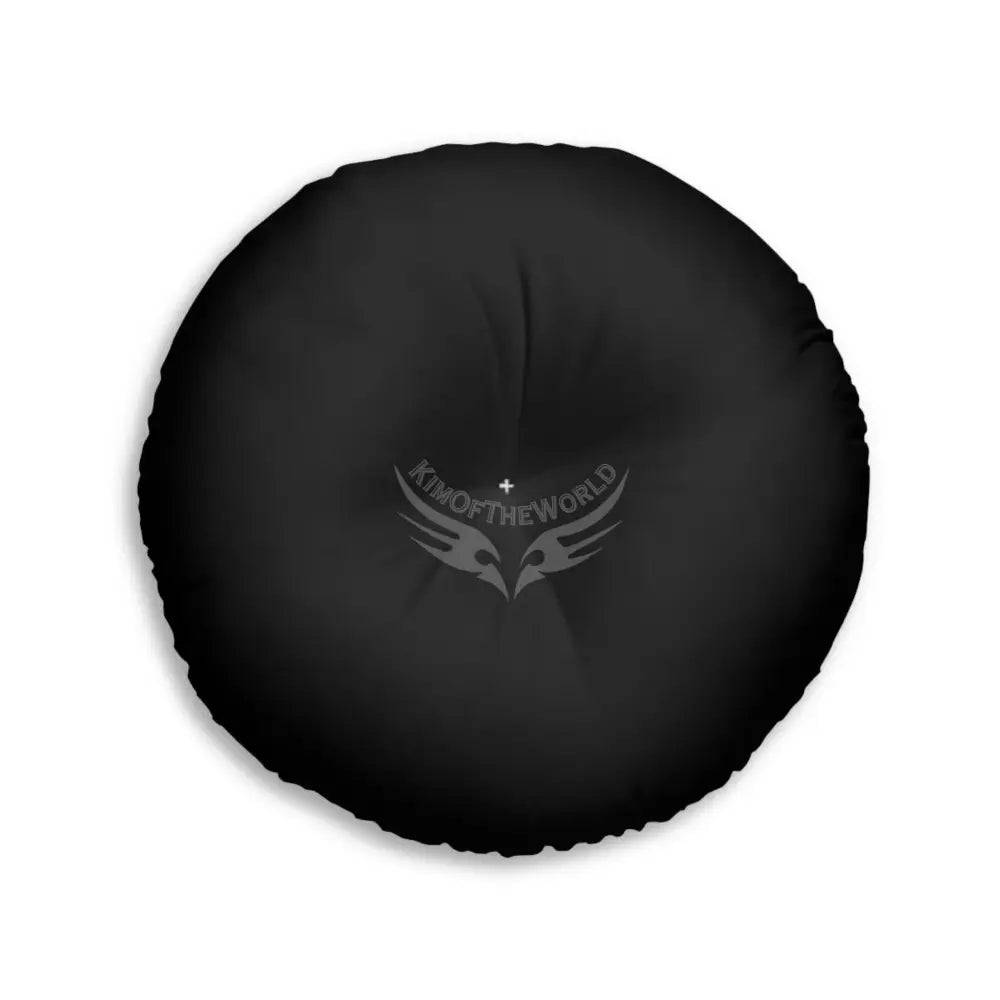 G7 Metallic Logo Round Tufted Floor Pillow — Modern Black Accent Cushion 30’’ × 30’’ Home Decor