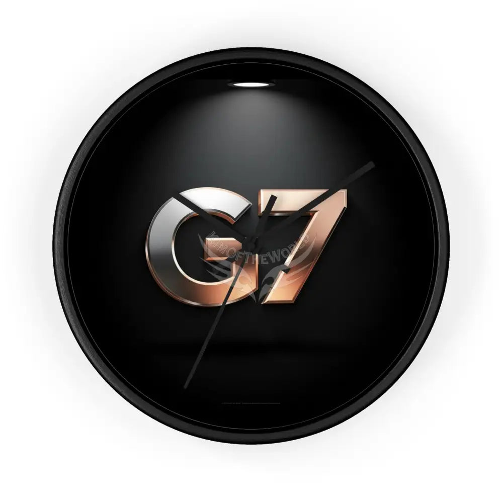 ’G7’’ Metallic Logo Wall Clock — Modern Black & Rose Gold Accent Black Base / Black / 10’’ Home Decor
