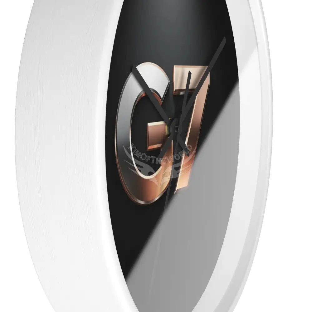’G7’’ Metallic Logo Wall Clock — Modern Black & Rose Gold Accent Home Decor