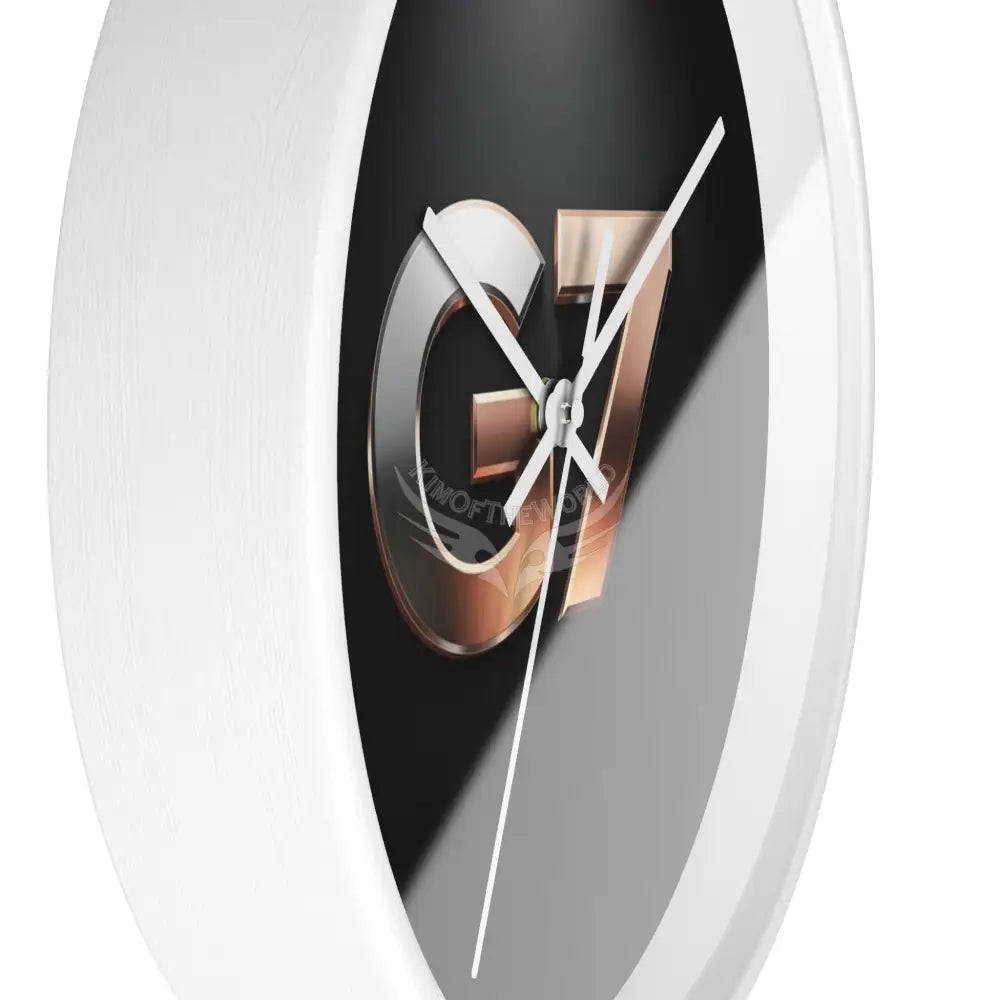’G7’’ Metallic Logo Wall Clock — Modern Black & Rose Gold Accent Home Decor
