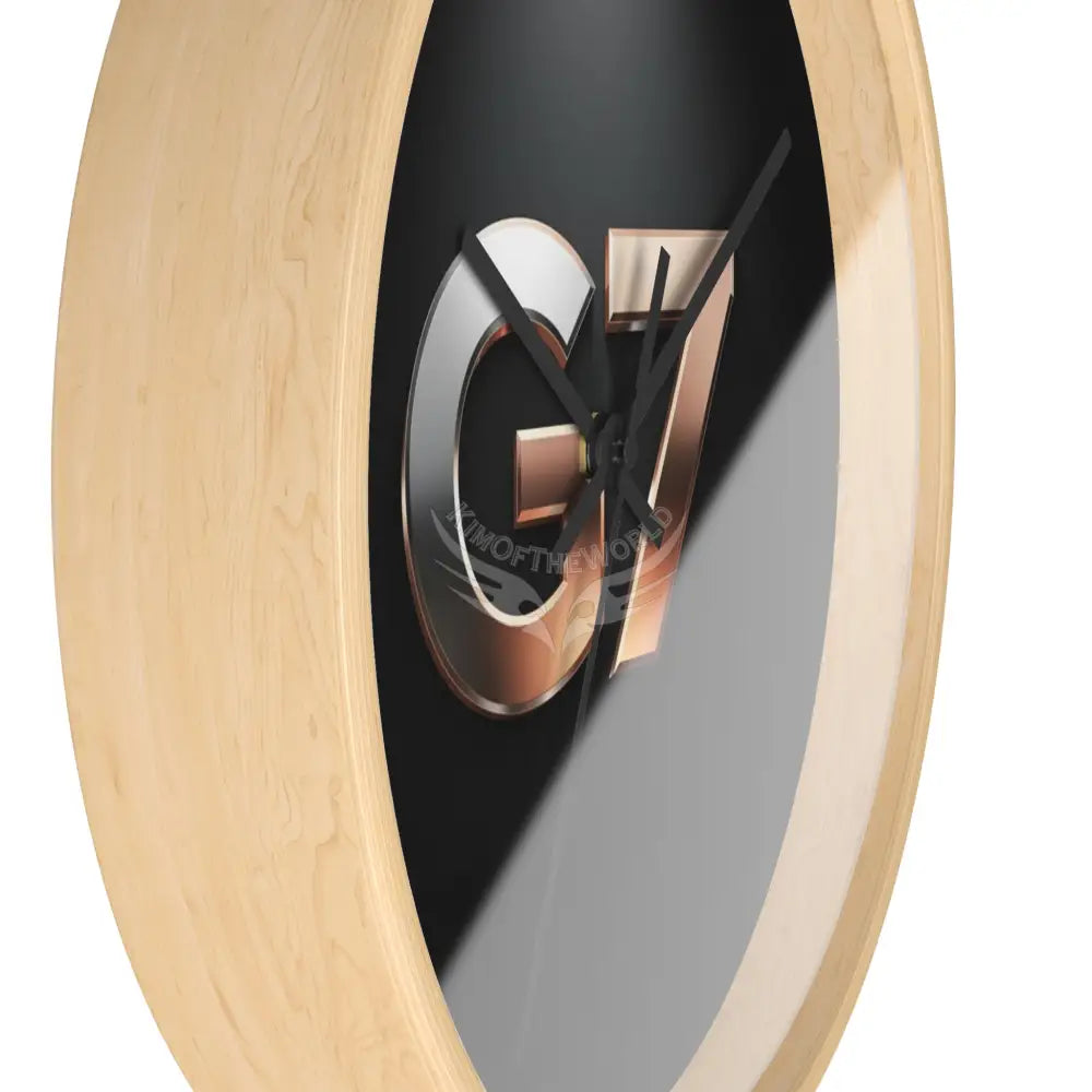’G7’’ Metallic Logo Wall Clock — Modern Black & Rose Gold Accent Home Decor