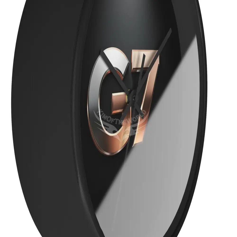 ’G7’’ Metallic Logo Wall Clock — Modern Black & Rose Gold Accent Home Decor