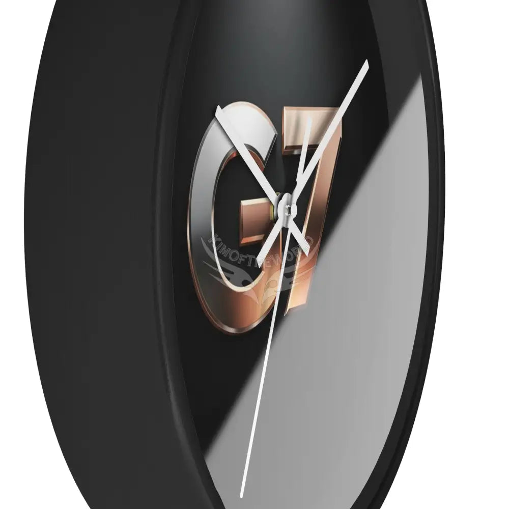’G7’’ Metallic Logo Wall Clock — Modern Black & Rose Gold Accent Home Decor