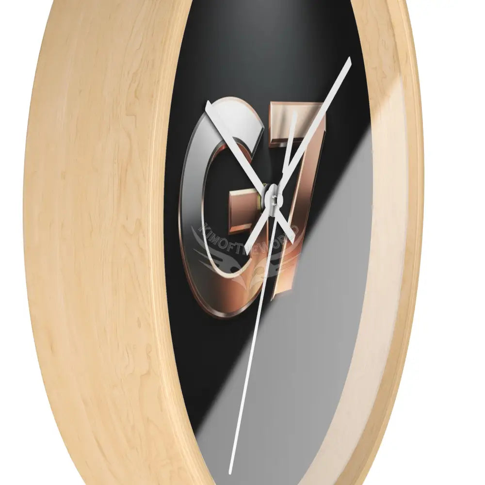 ’G7’’ Metallic Logo Wall Clock — Modern Black & Rose Gold Accent Home Decor