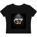 G7 Metallic Logo Women’s Baby Tee — Stylish Graphic Crop Top Caviar / S T-Shirt