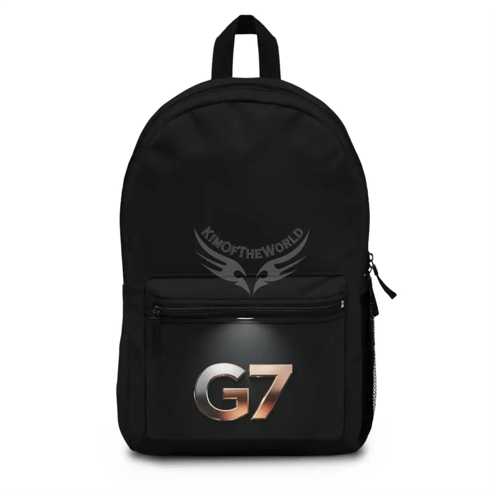 ’G7’’ Metallic Spotlight Logo Backpack — Sleek Black Everyday Carry Bag One size Bags