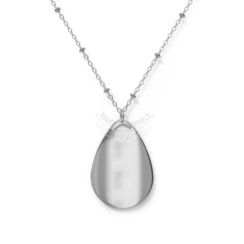 G7 Oval Pendant Necklace — Sleek Black Teardrop Jewelry One Size / Silver Accessories