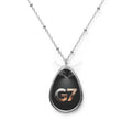 G7 Oval Pendant Necklace — Sleek Black Teardrop Jewelry One Size / Silver Accessories