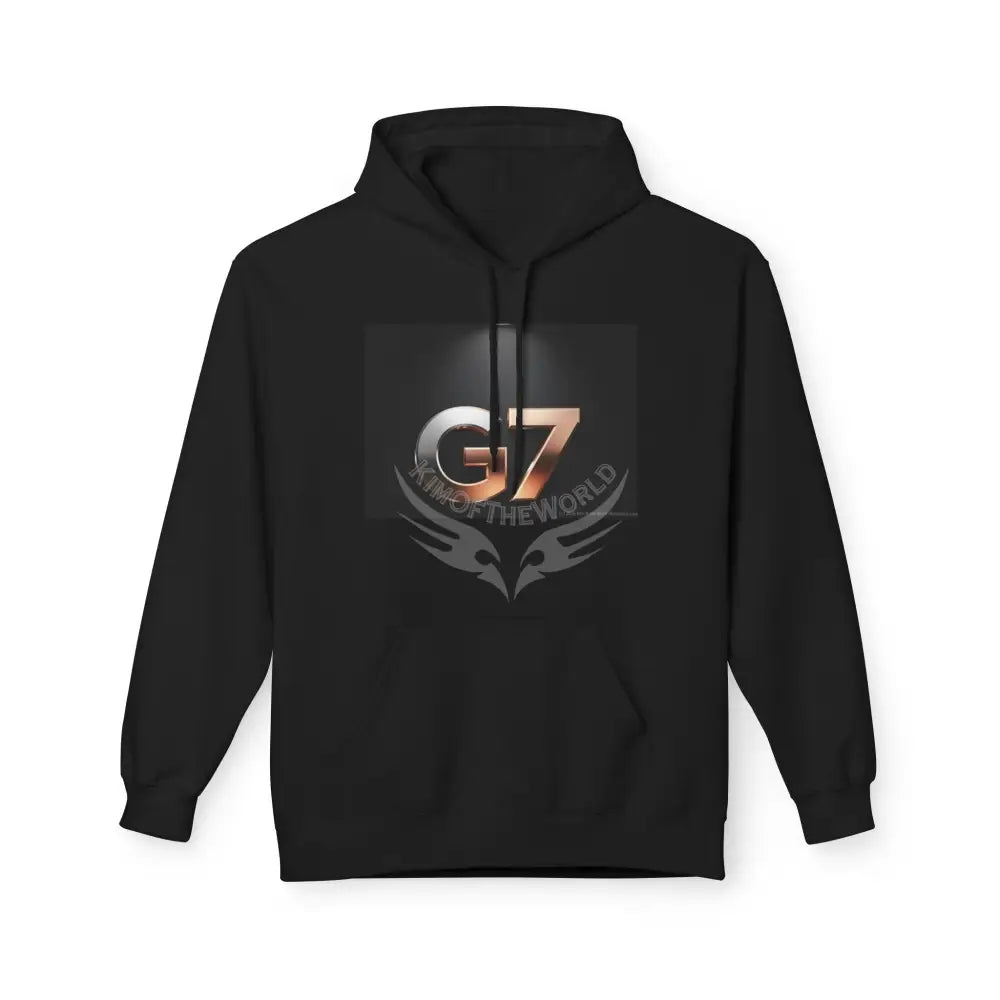 ’G7’’ Pewter & Copper Metallic Large Logo Hoodie — Minimalist Graphic Pullover for Streetwear S / Black Hoodie