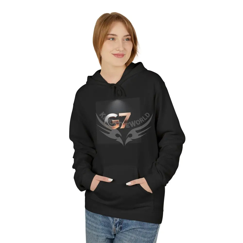 ’G7’’ Pewter & Copper Metallic Logo Hoodie — Minimalist Graphic Pullover for Streetwear Hoodie