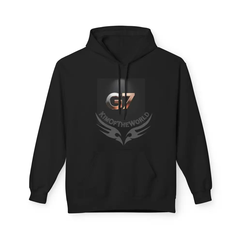 ’G7’’ Pewter & Copper Metallic Logo Hoodie — Minimalist Graphic Pullover for Streetwear S / Black Hoodie