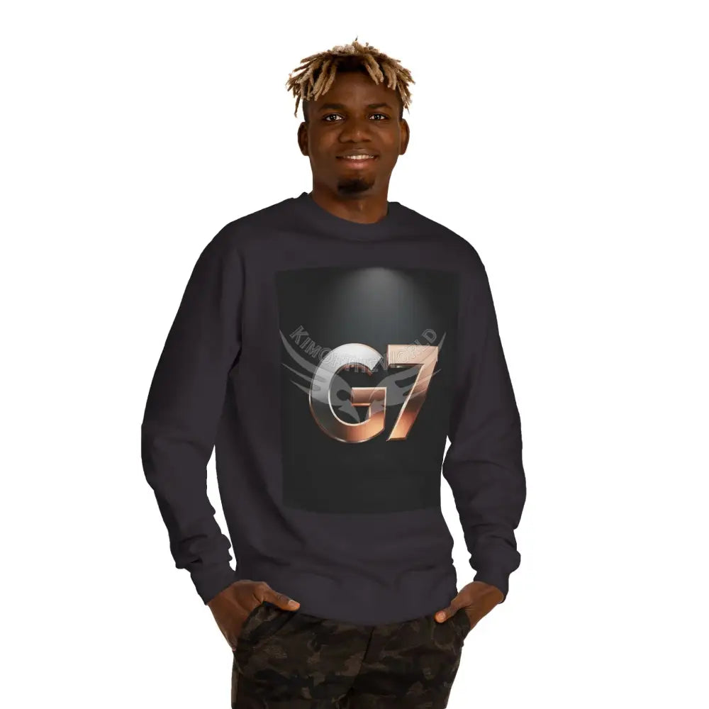 ’G7’’ Pewter & Copper Metallic Logo Unisex Crew Neck Sweatshirt Sweatshirt