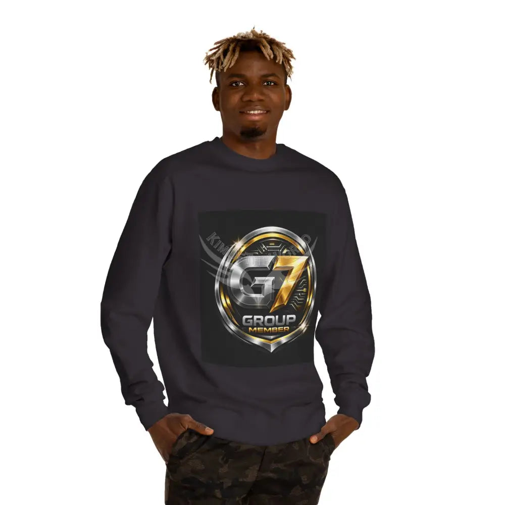 ’G7’’ Silver & Gold Metallic Logo Unisex Crew Neck Sweatshirt Sweatshirt