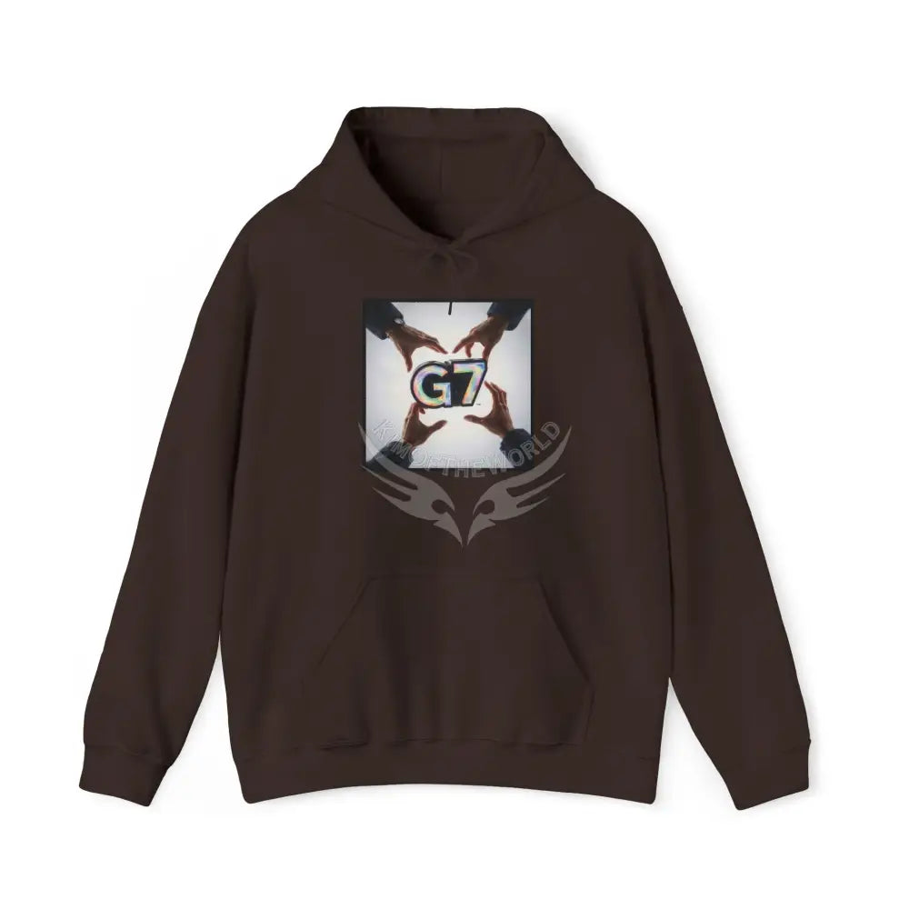 G7 Unity Graphic Hoodie — Hands Forming G7 Logo Pullover S / Dark Chocolate Hoodie