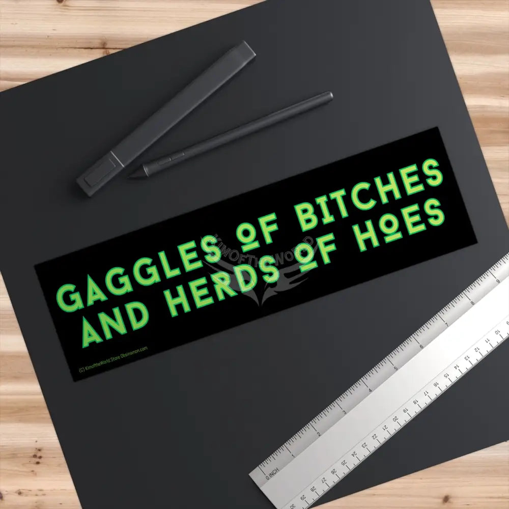 ’Gaggles of Bitches and Herds of Hoes’ Funny Messages Bumper Sticker — Uplifting Inspirational Quotes Paper products