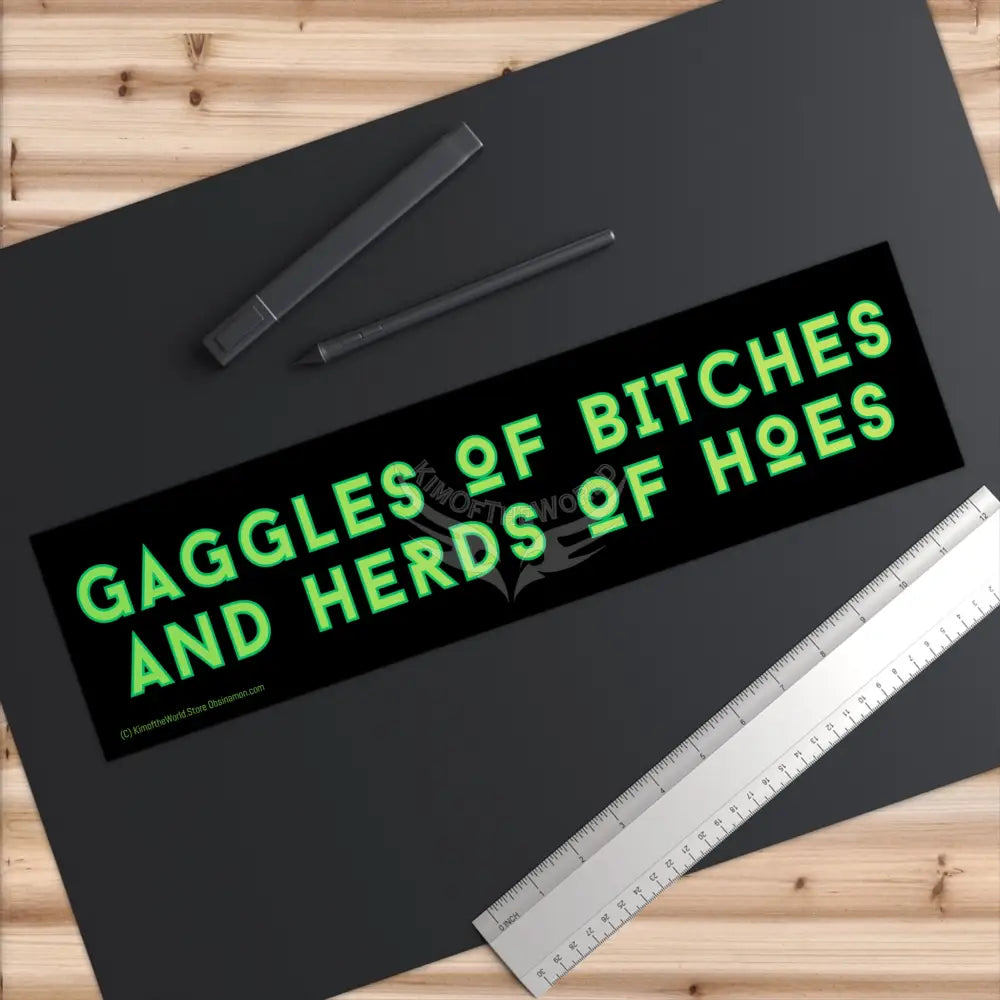 ’Gaggles of Bitches and Herds of Hoes’ Funny Messages Bumper Sticker — Uplifting Inspirational Quotes Paper products