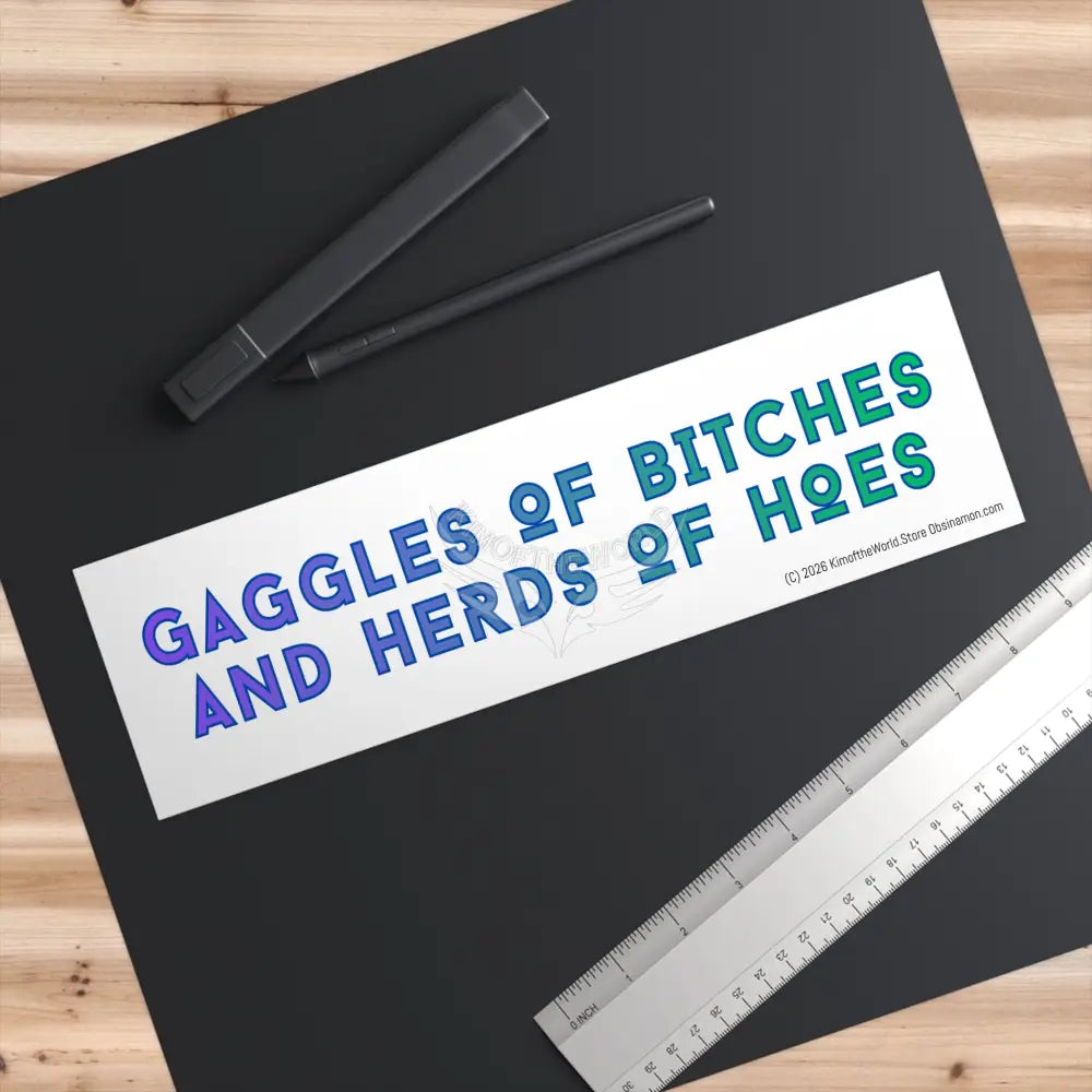 Gaggles of Bitches and Herds of Hoes’ Funny Witchy Messages Bumper Sticker — Uplifting Inspirational Quotes Paper