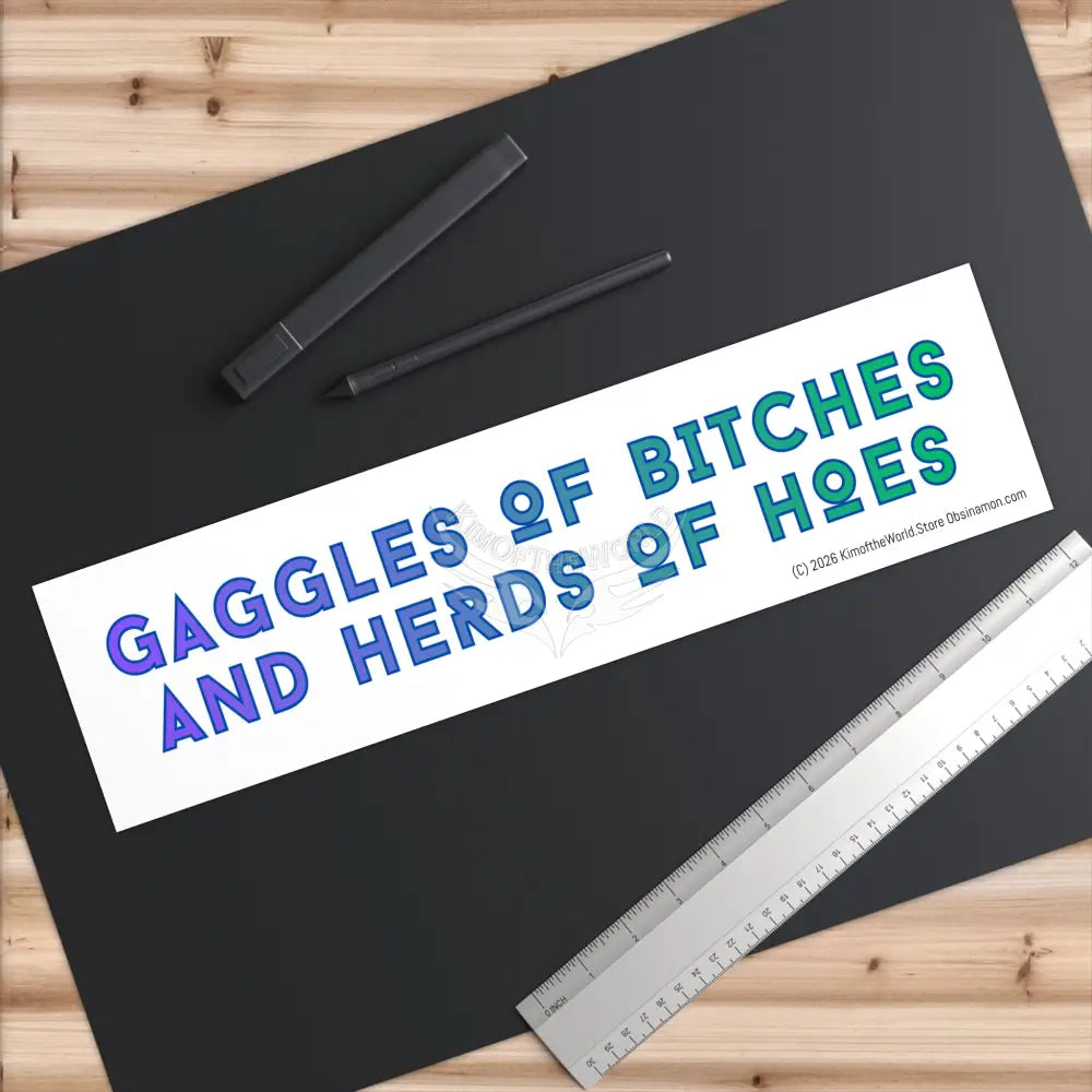 Gaggles of Bitches and Herds of Hoes’ Funny Witchy Messages Bumper Sticker — Uplifting Inspirational Quotes Paper