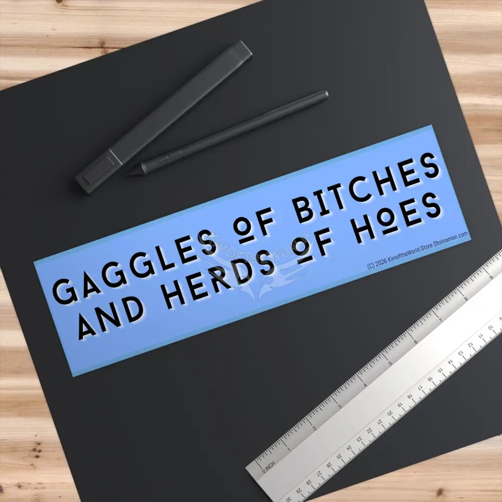 ’Gaggles of Bitches and Herds of Hoes’ Funny Witchy Messages Bumper Sticker — Uplifting Inspirational Quotes Paper
