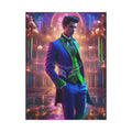 Gentleman Fashion Suit Blue & Green Man Matte Canvas Stretched 1.25’’ 24’’ x 32’’ (Vertical) / 1.25’’ Canvas