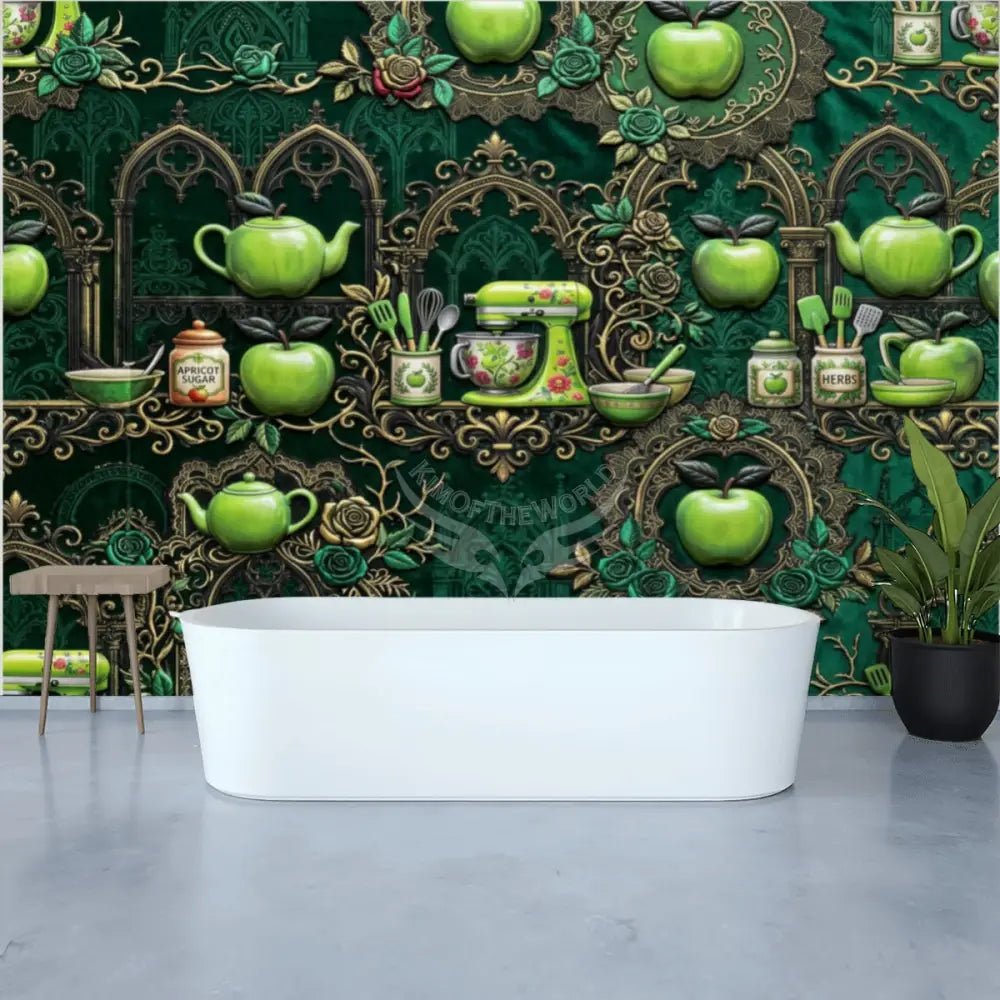 Giant Green Apple Mixer Wallpaper Mural Unpasted Mural Wallpaper 144’’x100’’ 144’’x100’’ Wall Coverings
