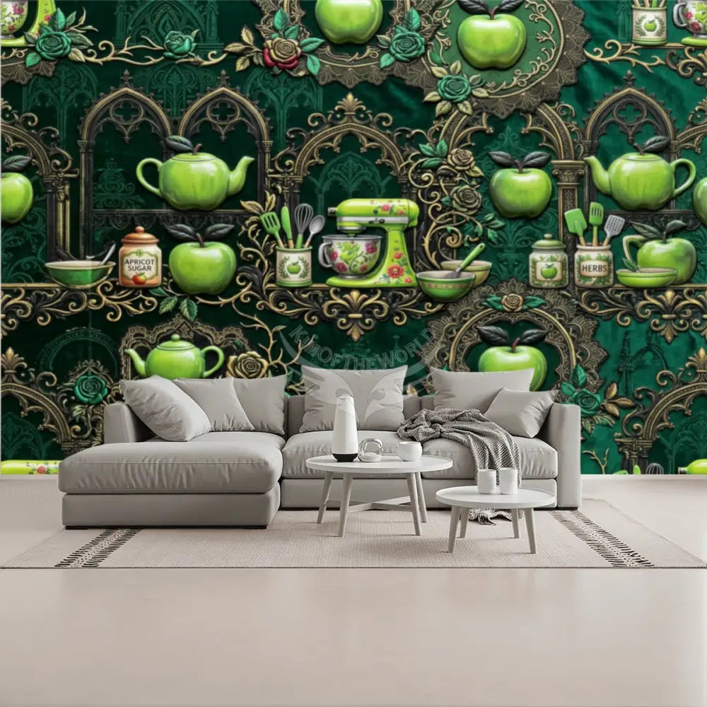 Giant Green Apple Mixer Wallpaper Mural Unpasted Mural Wallpaper 144’’x100’’ 144’’x100’’ Wall Coverings