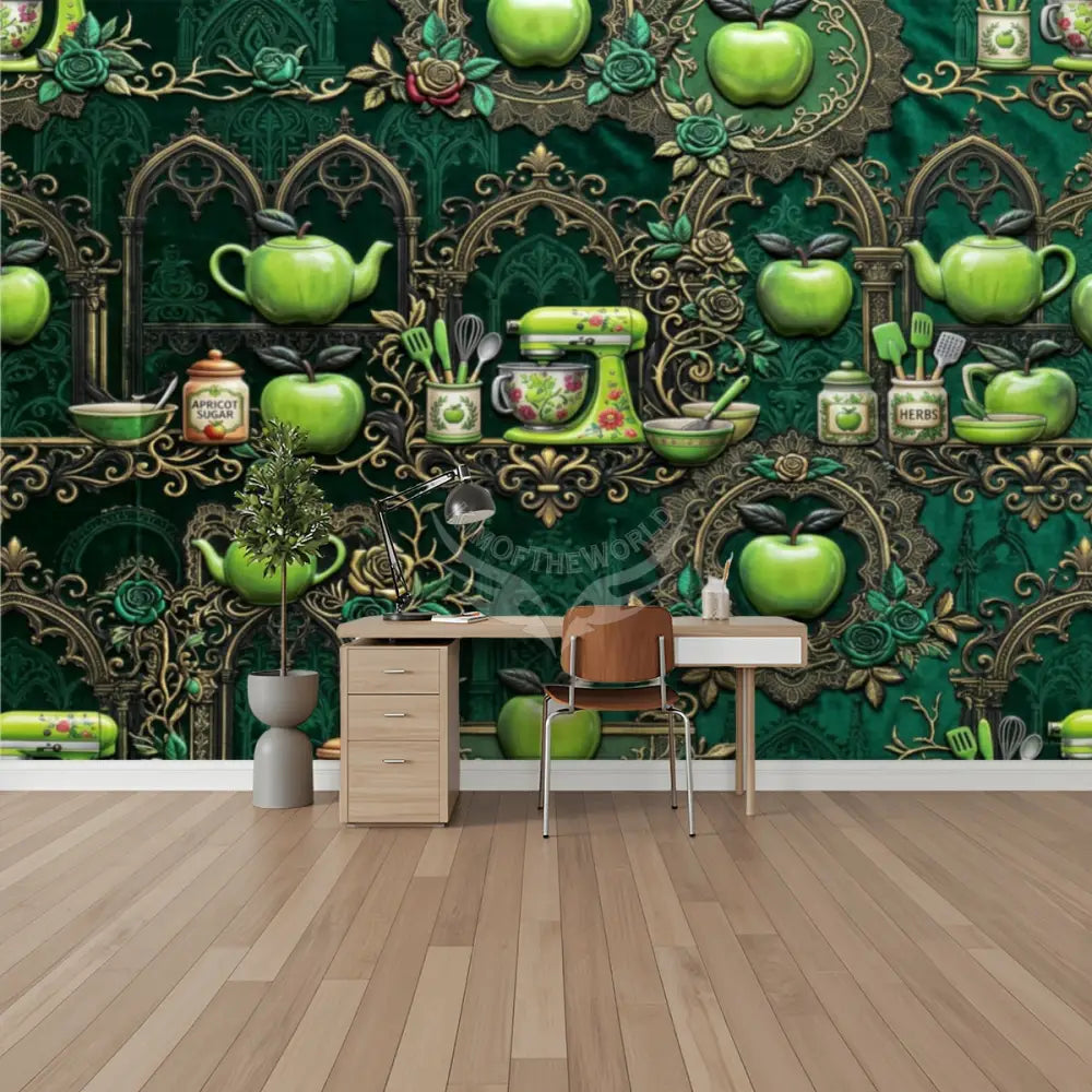 Giant Green Apple Mixer Wallpaper Mural Unpasted Mural Wallpaper 144’’x100’’ 144’’x100’’ Wall Coverings