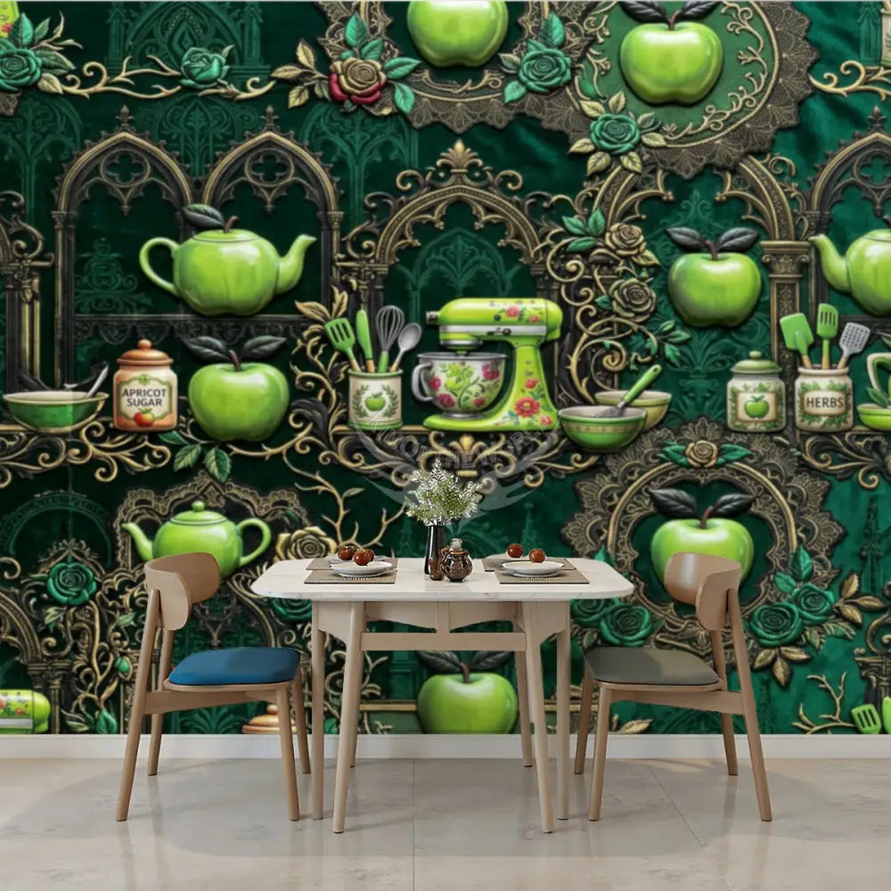 Giant Green Apple Mixer Wallpaper Mural Unpasted Mural Wallpaper 144’’x100’’ 144’’x100’’ Wall Coverings