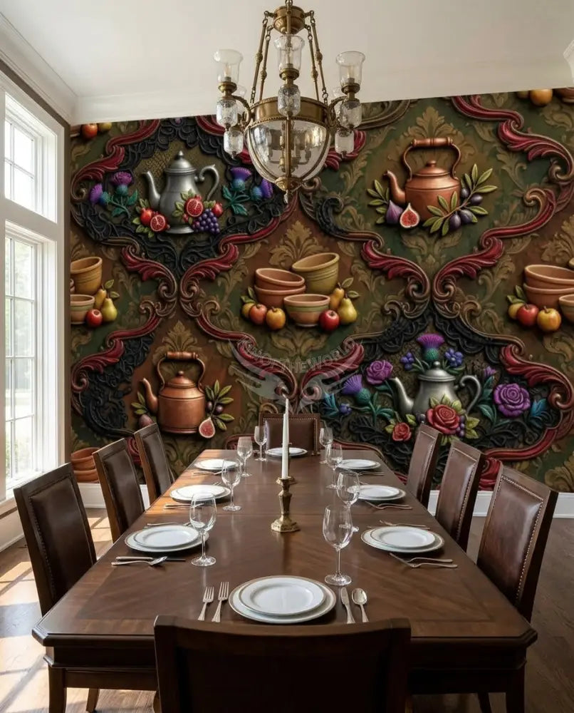 Giant 3D Steampunk Tea & Terra Cotta Unpasted Mural Wallpaper 144’’x100’’ - 144’’x100’’ - Wall Coverings