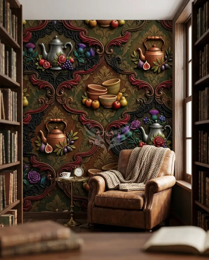 Giant 3D Steampunk Tea & Terra Cotta Unpasted Mural Wallpaper 144’’x100’’ - 144’’x100’’ - Wall Coverings