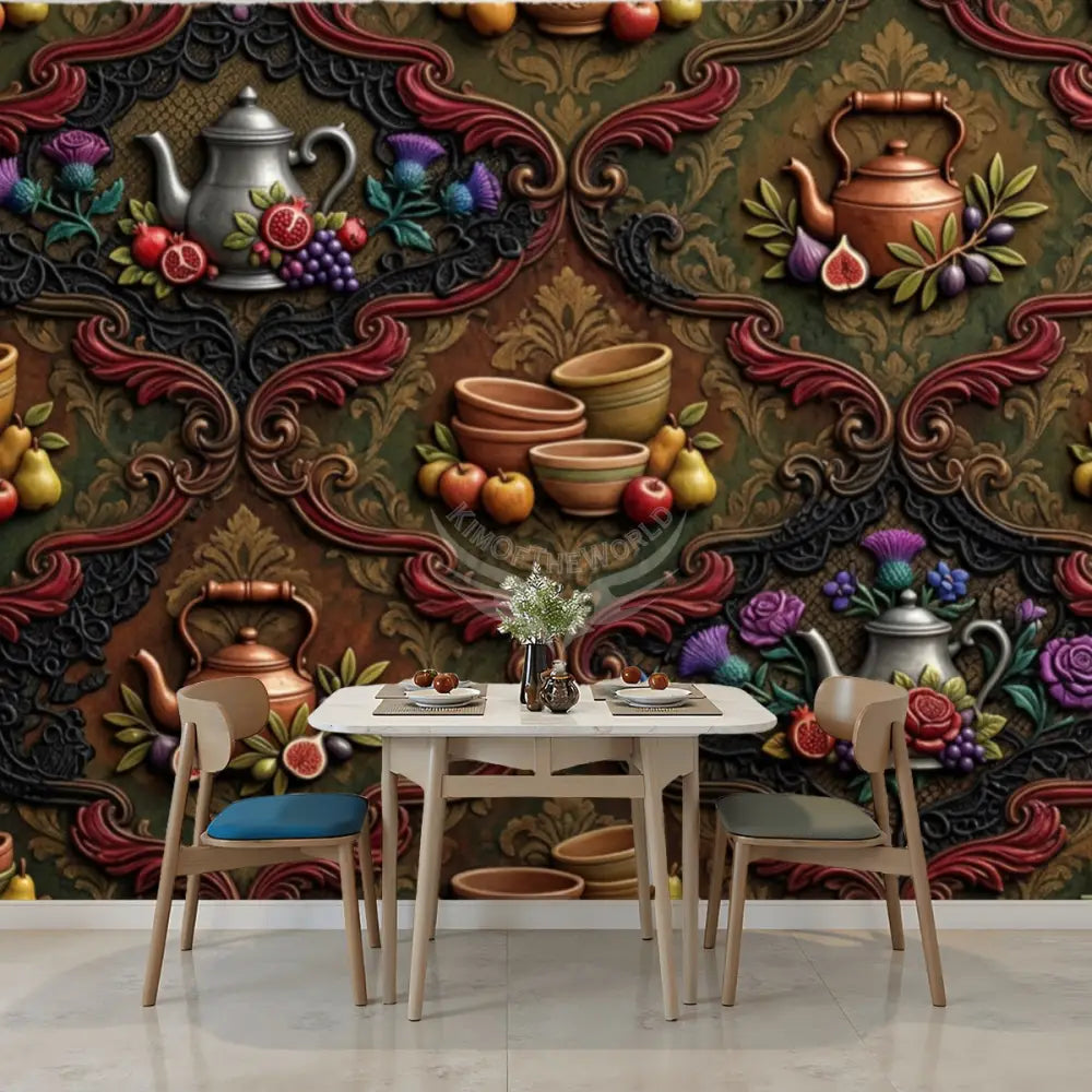 Giant 3D Steampunk Tea Unpasted Mural Wallpaper 144’’x100’’ 144’’x100’’ Wall Coverings
