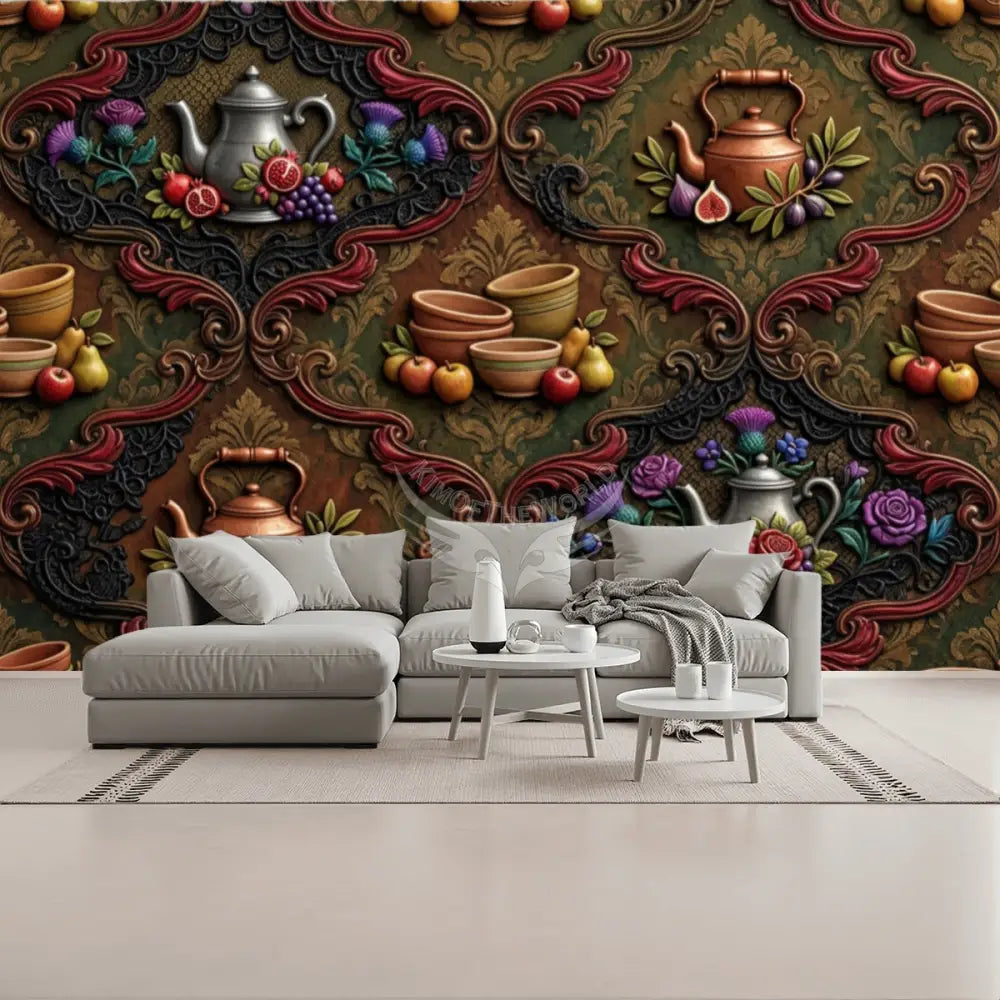 Giant 3D Steampunk Tea Unpasted Mural Wallpaper 144’’x100’’ 144’’x100’’ Wall Coverings