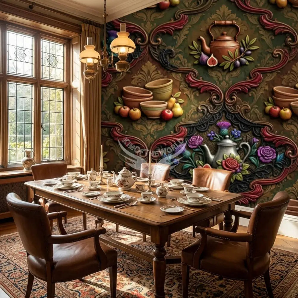 Giant 3D Steampunk Tea & Terra Cotta Unpasted Mural Wallpaper 144’’x100’’ - 144’’x100’’ - Wall Coverings