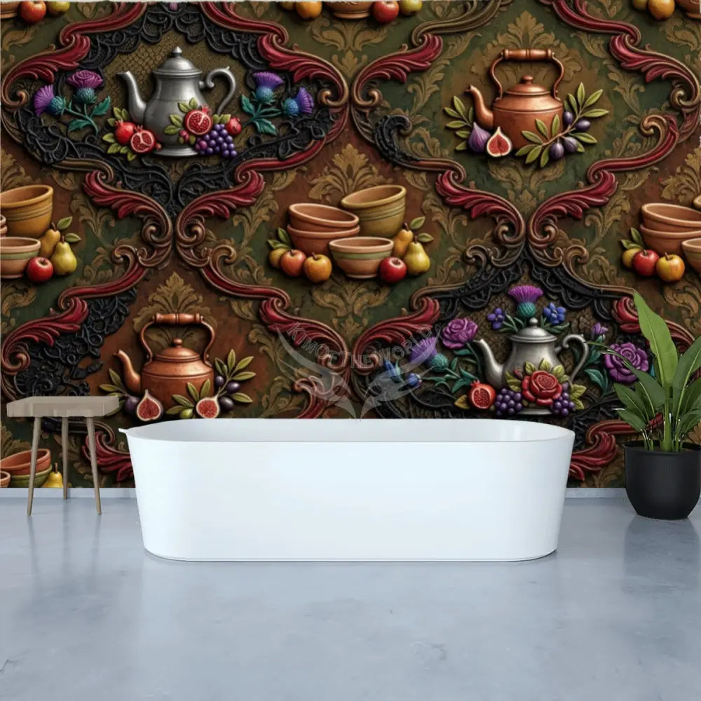 Giant 3D Steampunk Tea Unpasted Mural Wallpaper 144’’x100’’ 144’’x100’’ Wall Coverings
