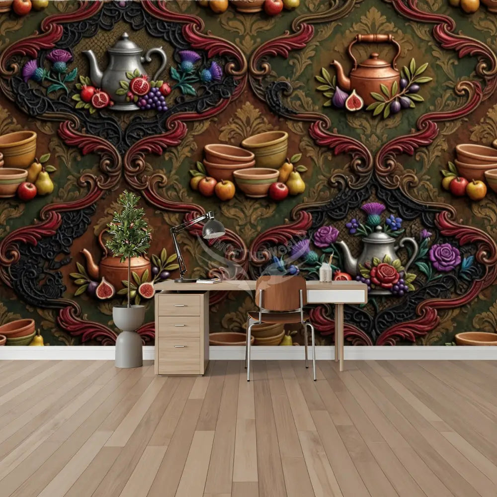Giant 3D Steampunk Tea Unpasted Mural Wallpaper 144’’x100’’ 144’’x100’’ Wall Coverings