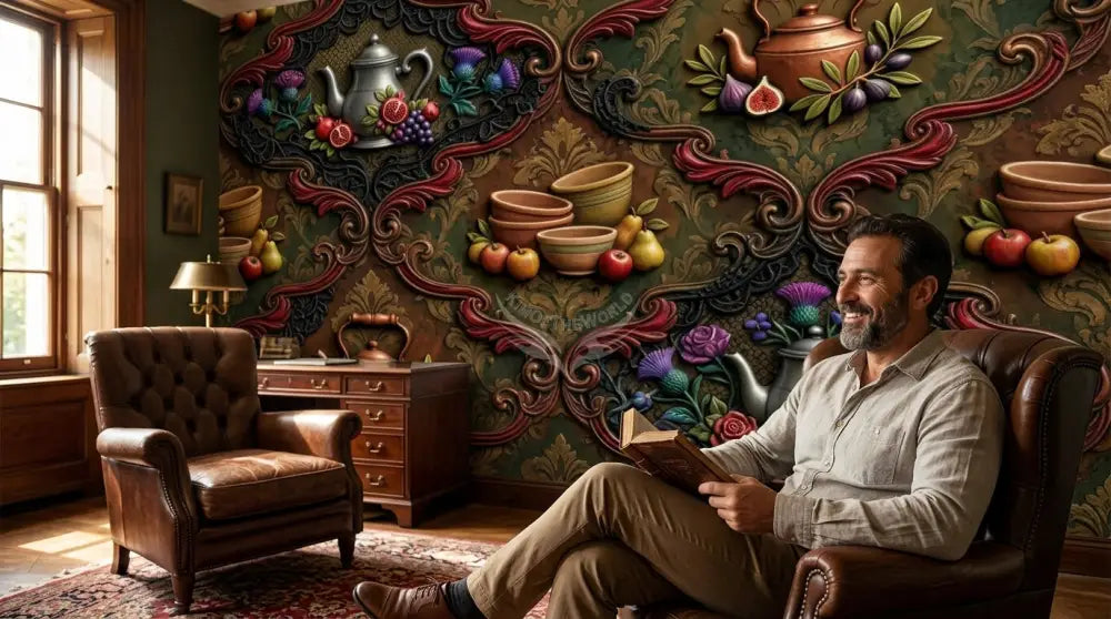 Giant 3D Steampunk Tea & Terra Cotta Unpasted Mural Wallpaper 144’’x100’’ - 144’’x100’’ - Wall Coverings