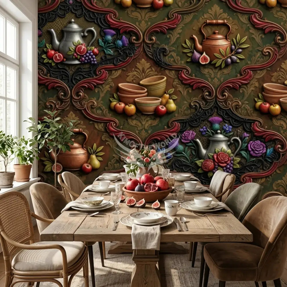 Giant 3D Steampunk Tea & Terra Cotta Unpasted Mural Wallpaper 144’’x100’’ - 144’’x100’’ - Wall Coverings