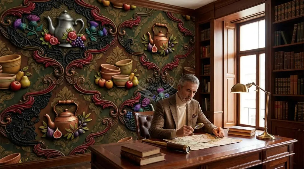 Giant 3D Steampunk Tea & Terra Cotta Unpasted Mural Wallpaper 144’’x100’’ - 144’’x100’’ - Wall Coverings