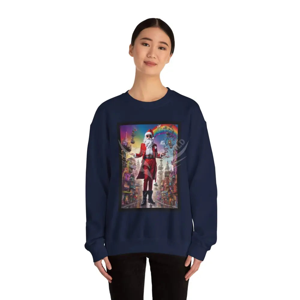 Giant Christmas Santa Fantasy Signature Design Sweatshirt — Tall Giantess Fetish Art Crewneck Sweatshirt