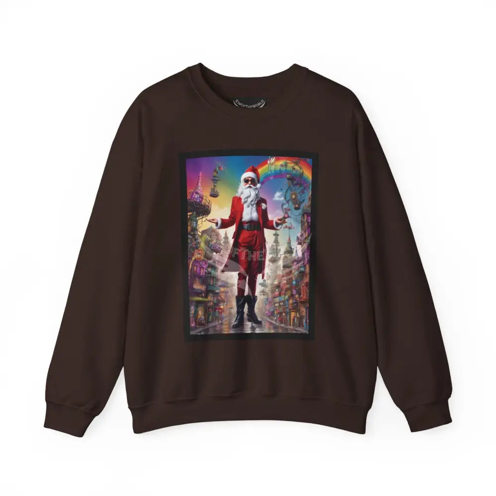 Giant Christmas Santa Fantasy Signature Design Sweatshirt — Tall Giantess Fetish Art Crewneck Dark Chocolate / S
