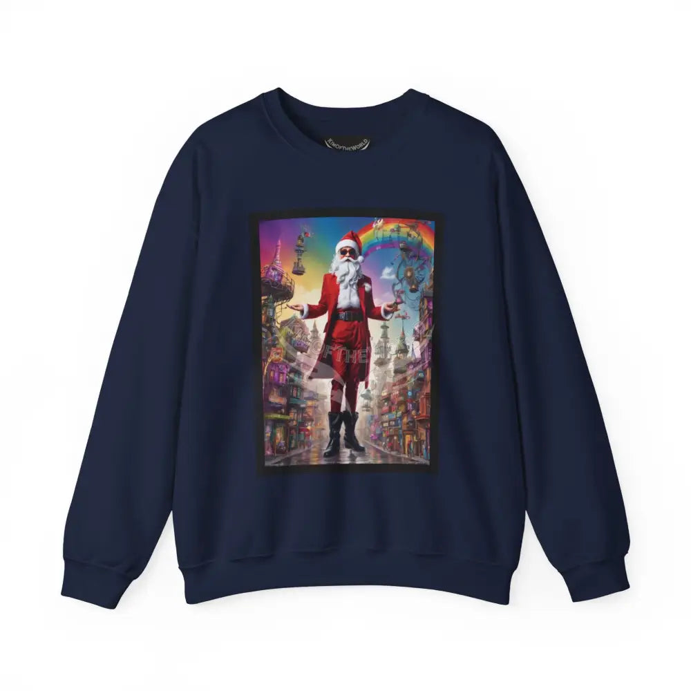 Giant Christmas Santa Fantasy Signature Design Sweatshirt — Tall Giantess Fetish Art Crewneck Navy / S Sweatshirt