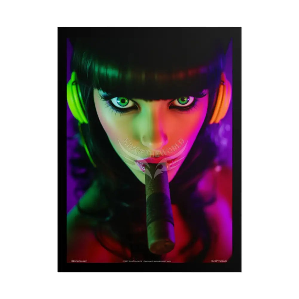 Giant Cigar Smoking Fetish Lady Portrait — Playful Art Print Pushing Poster Set Pieces 18″ x 24″ (Vertical) / Matte