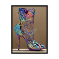 Giant Colorful Cut Out High Heel Shoe - Iridescent Boot Feet Shoe High Heel Art Print Poster 18″ x 24″ (Vertical)