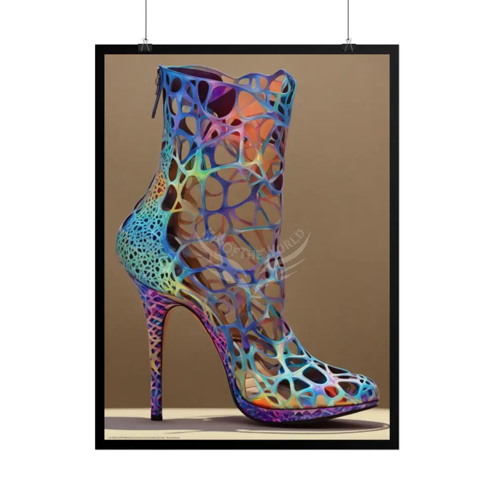 Giant Colorful Cut Out High Heel Shoe - Iridescent Boot Feet Shoe High Heel Art Print Poster Poster