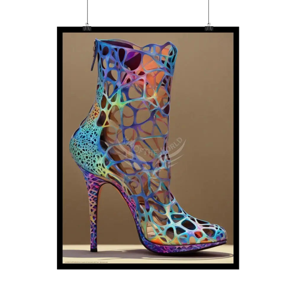 Giant Colorful Cut Out High Heel Shoe - Iridescent Boot Feet Shoe High Heel Art Print Poster Poster