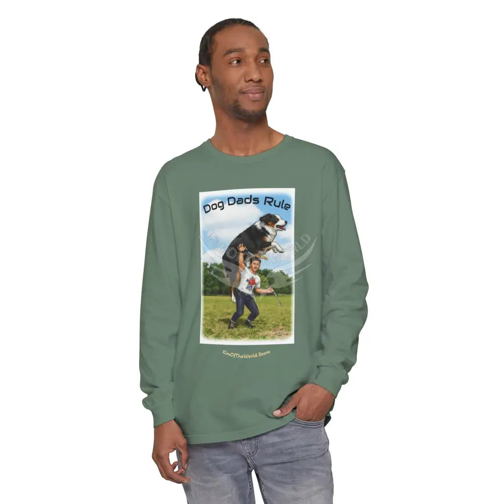 Giant Dog Men’s Tee ’Dog Dads Rule’ Long Sleeve Tee Long-sleeve