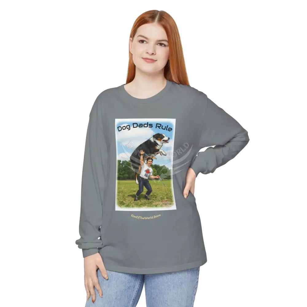 Giant Dog Men’s Tee ’Dog Dads Rule’ Long Sleeve Tee Long-sleeve